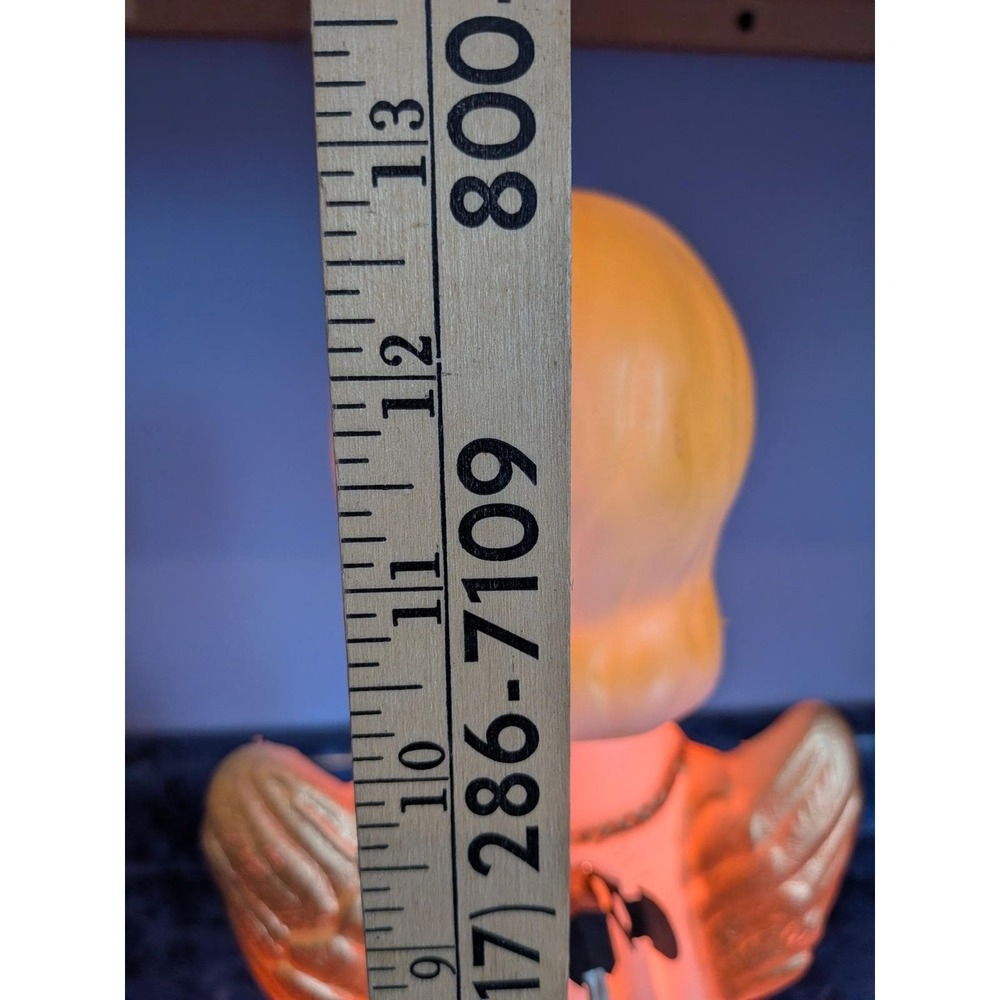 Vintage Christmas Angel Blow Mold Tabletop Light Harp Gold Wings 12 Inch - Picture 7 of 10